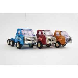 Vintage Buddy L Semi Truck Over Cab Lot of 3 Pressed Steel Japan Blue Red Orange
